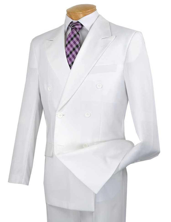 Capri Collection – White Double-Breasted Regular Fit Suit - Upscale Men's Fashion