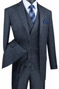 Charcoal Executive Fit Glen Plaid 3-Piece Suit – Dominare Collection - Upscale Men's Fashion