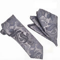 Charcoal Paisley Tie and Hanky Set - Upscale Men's Fashion
