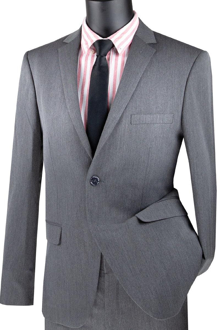 Charcoal Ultra Slim Fit Stretch 2-Piece Suit – Firenze Collection - Upscale Men's Fashion