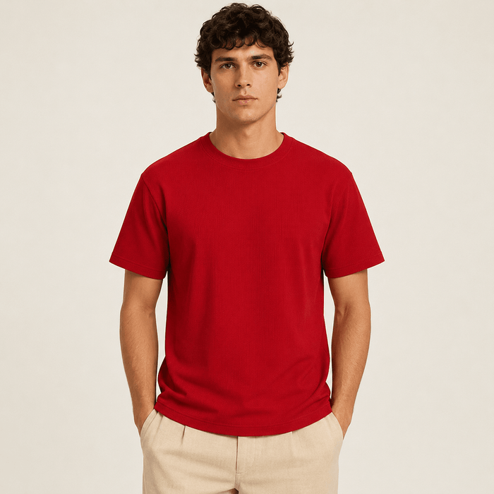 Chili Pepper Ribbed Regular Fit Crew Neck T-Shirt - Upscale Men's Fashion