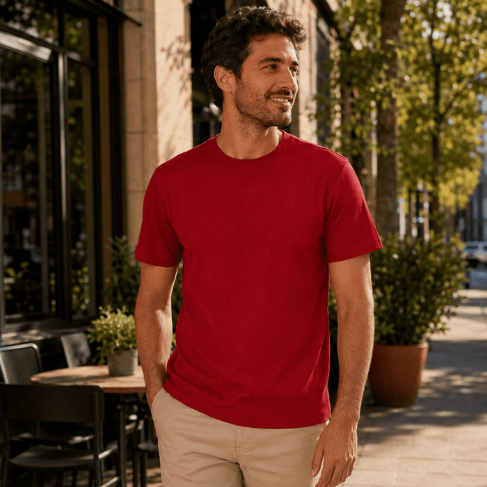 Chili Pepper Ribbed Regular Fit Crew Neck T-Shirt - Upscale Men's Fashion