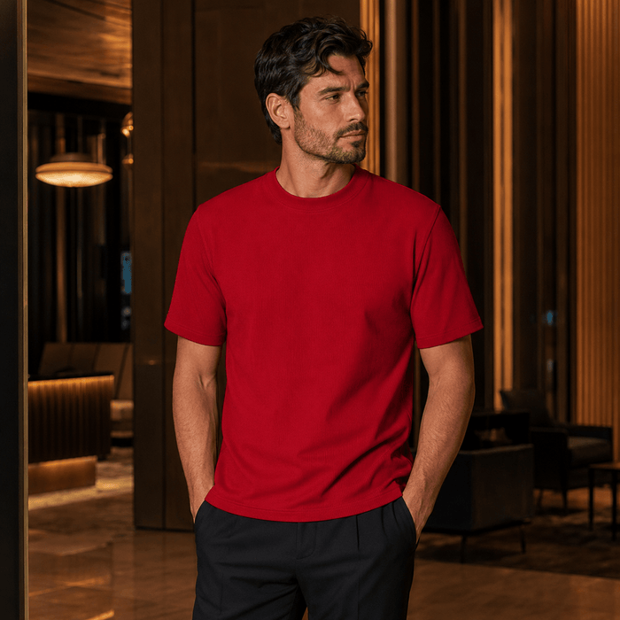 Chili Pepper Ribbed Regular Fit Crew Neck T-Shirt - Upscale Men's Fashion