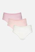3-pack cotton boyshort briefs, light pink and cream, mid-rise Bermuda cut