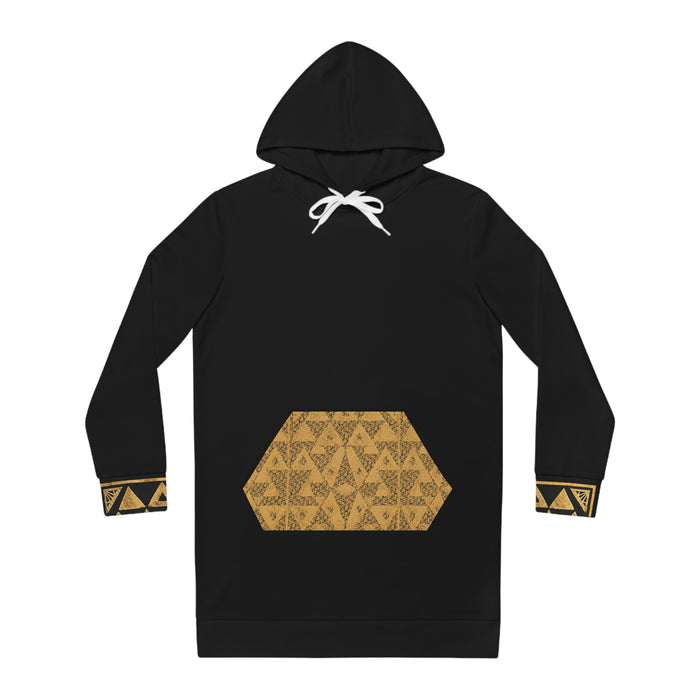 Copy of Gold Hibiscus Tribal Pattern Hoodie Dress | Floral Geometric AOP