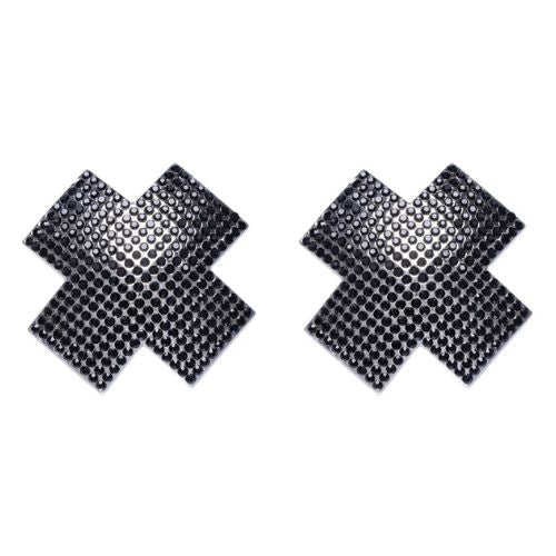 Cottelli Nipple Stickers Cross Black Nipple Pasties from Nice 'n' Naughty