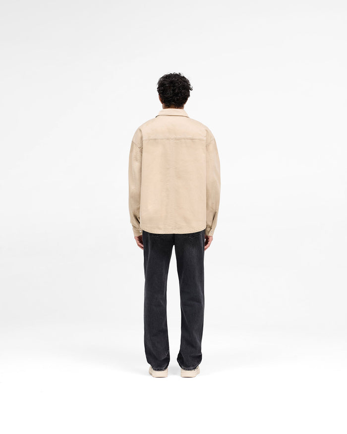 Cotton Zip Through Shirt - Beige