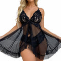 De Namour Lace and Mesh Babydoll with Thong Black from Nice 'n' Naughty