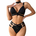 De Namour Strappy Two Piece Set with O-Rings Black from Nice 'n' Naughty