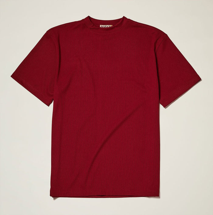 Deep Cherry Ribbed Regular Fit Crew Neck T-Shirt - Upscale Men's Fashion