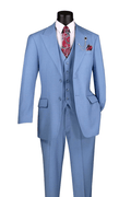 Dusty Blue Textured Regular Fit 3-Piece Suit – Bellavere Collection - Upscale Men's Fashion