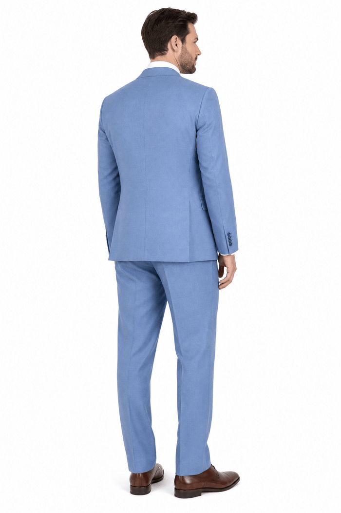 Dusty Blue Textured Regular Fit 3-Piece Suit – Bellavere Collection - Upscale Men's Fashion