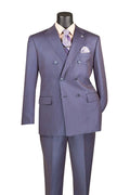Dusty Purple Regular Fit Double-Breasted Sharkskin 2-Piece Suit-Valentaro Collection - Upscale Men's Fashion
