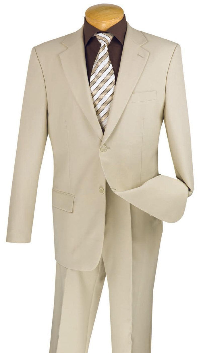 Essential Poplin Collection-Beige Regular Fit 2 Piece Suit - Upscale Men's Fashion