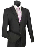 Essential Poplin Collection-Black Regular Fit 2 Piece Suit - Upscale Men's Fashion