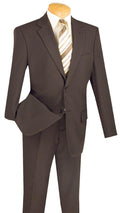 Essential Poplin Collection-Brown Regular Fit 2 Piece Suit - Upscale Men's Fashion