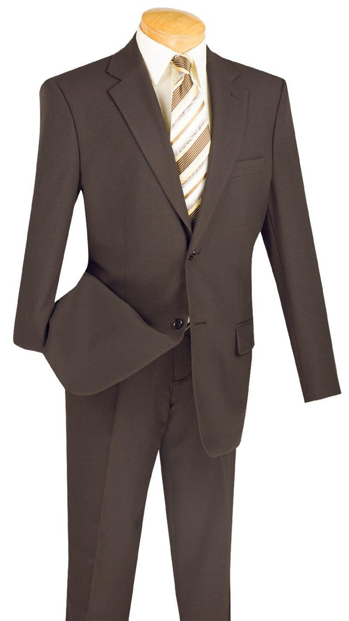 Essential Poplin Collection-Brown Regular Fit 2 Piece Suit - Upscale Men's Fashion