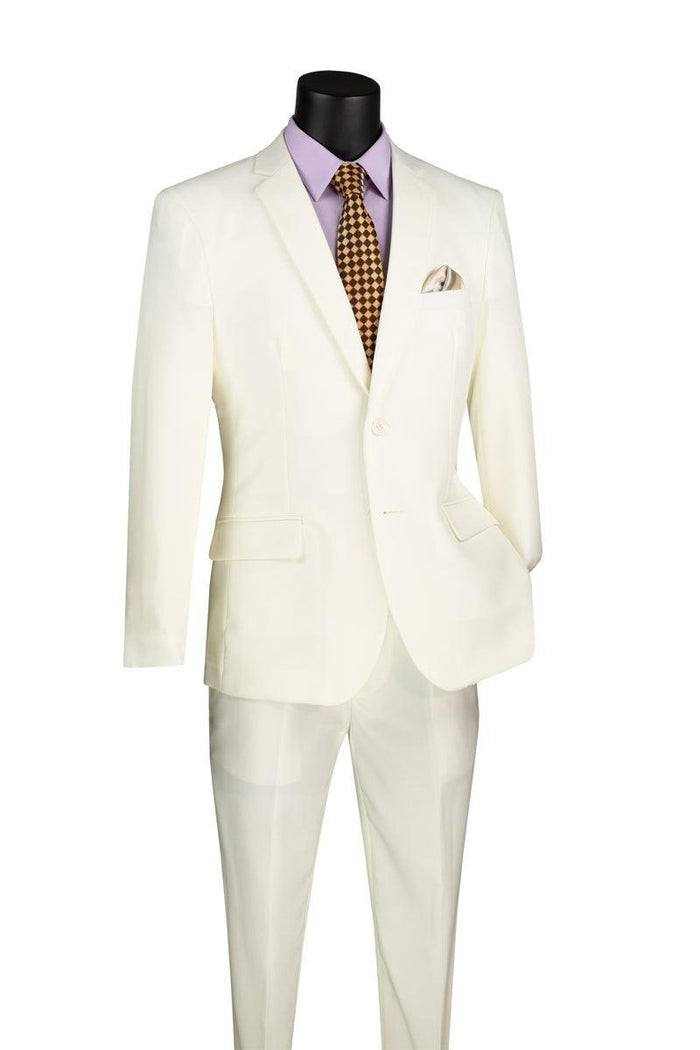 Essential Poplin Collection-Ivory Slim Fit 2 Piece Suit - Upscale Men's Fashion