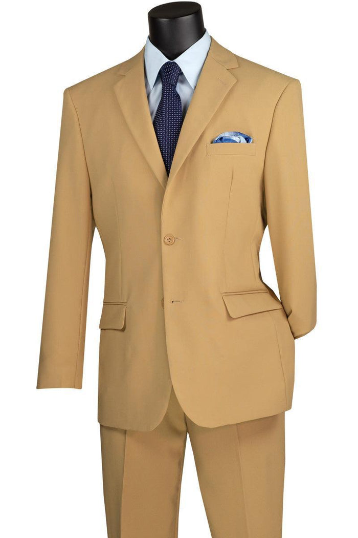 Essential Poplin Collection-Khaki Regular Fit 2 Piece Suit - Upscale Men's Fashion