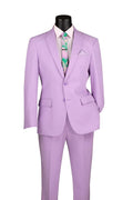 Essential Poplin Collection-Lavender Slim Fit 2 Piece Suit - Upscale Men's Fashion
