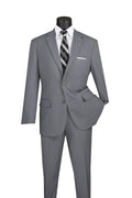 Essential Poplin Collection-Medium Grey Regular Fit 2 Piece Suit - Upscale Men's Fashion