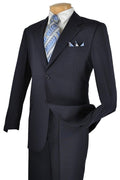 Essential Poplin Collection-Navy Regular Fit 2 Piece Suit - Upscale Men's Fashion