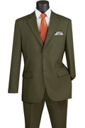 Essential Poplin Collection-Olive Regular Fit 2 Piece Suit - Upscale Men's Fashion