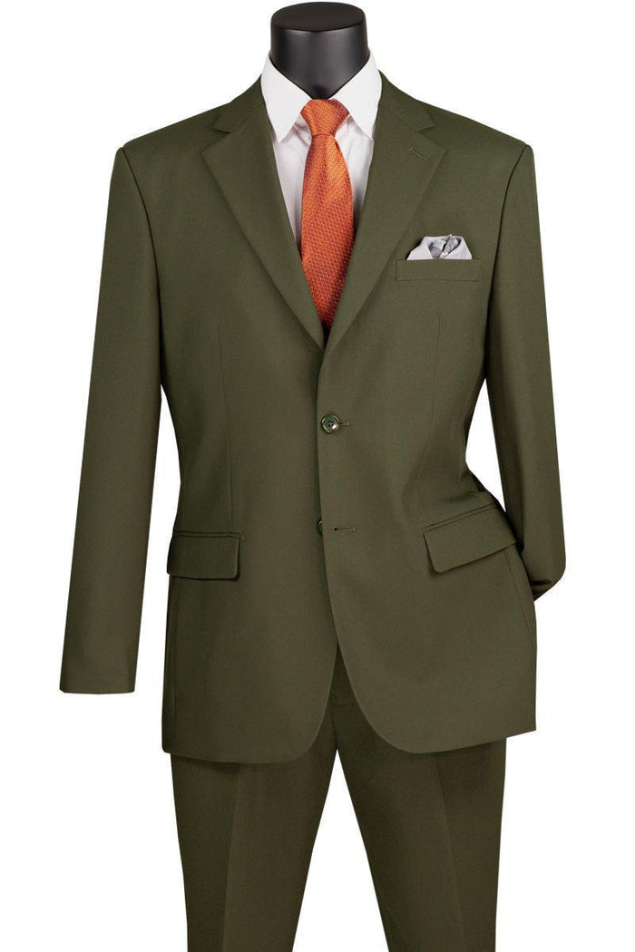 Essential Poplin Collection-Olive Regular Fit 2 Piece Suit - Upscale Men's Fashion