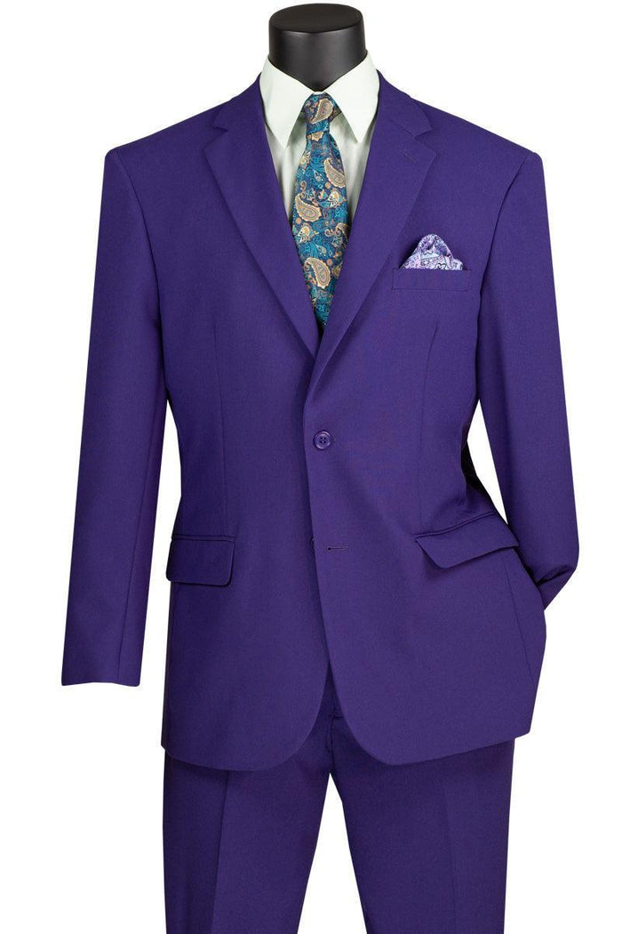 Essential Poplin Collection-Purple Regular Fit 2 Piece Suit - Upscale Men's Fashion