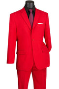 Essential Poplin Collection-Red Regular Fit 2 Piece Suit - Upscale Men's Fashion