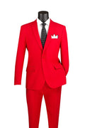 Essential Poplin Collection-Red Slim Fit 2 Piece Suit - Upscale Men's Fashion
