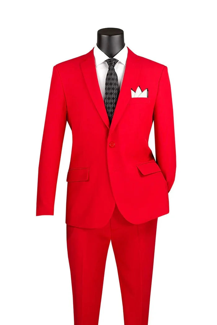 Essential Poplin Collection-Red Slim Fit 2 Piece Suit - Upscale Men's Fashion