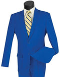 Essential Poplin Collection-Royal Blue Slim Fit 2 Piece Suit - Upscale Men's Fashion