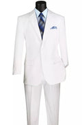 Essential Poplin Collection-White Regular Fit 2 Piece Suit - Upscale Men's Fashion