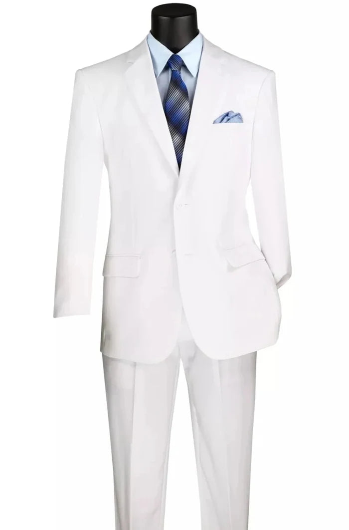 Essential Poplin Collection-White Regular Fit 2 Piece Suit - Upscale Men's Fashion