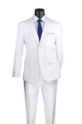 Essential Poplin Collection-White Slim Fit 2 Piece Suit - Upscale Men's Fashion