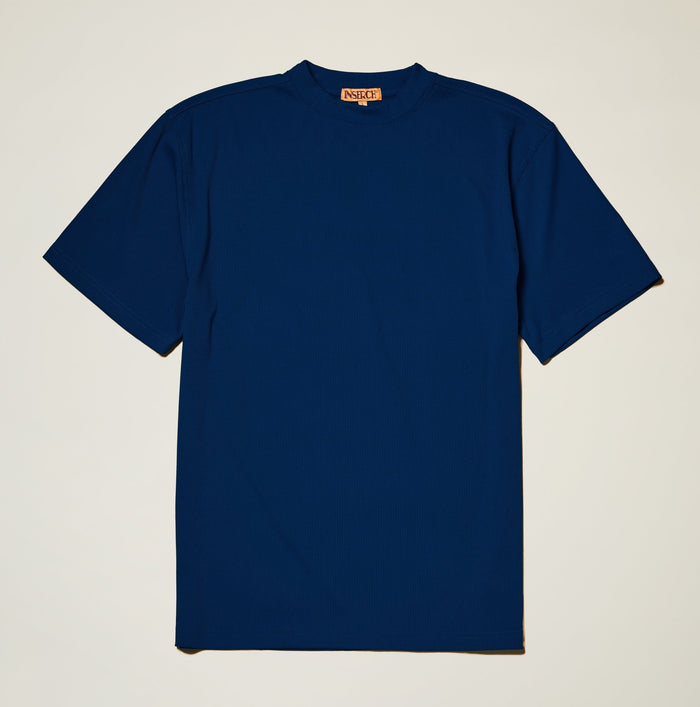Estate Blue Ribbed Regular Fit Crew Neck T-Shirt - Upscale Men's Fashion