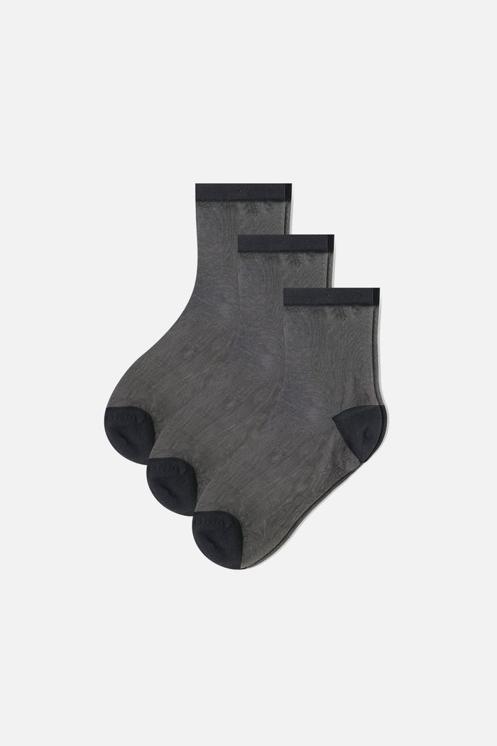 Fancy Mesh Sock in Black 3 Pack