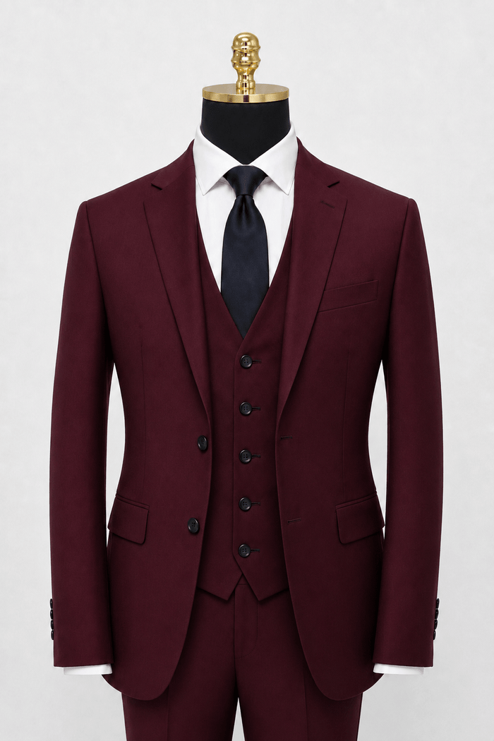 Men's Burgundy slim fit Ferera suit vest