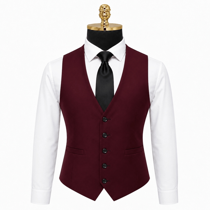 Ferera Collection Men's Burgundy Slim Fit Suit Vest - Upscale Men's Fashion