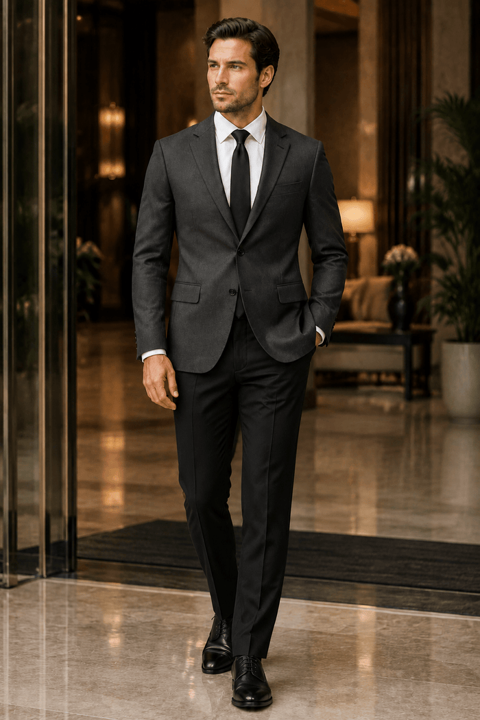 Ferera Collection Men's Dark Gray Slim Fit Suit Jacket - Upscale Men's Fashion