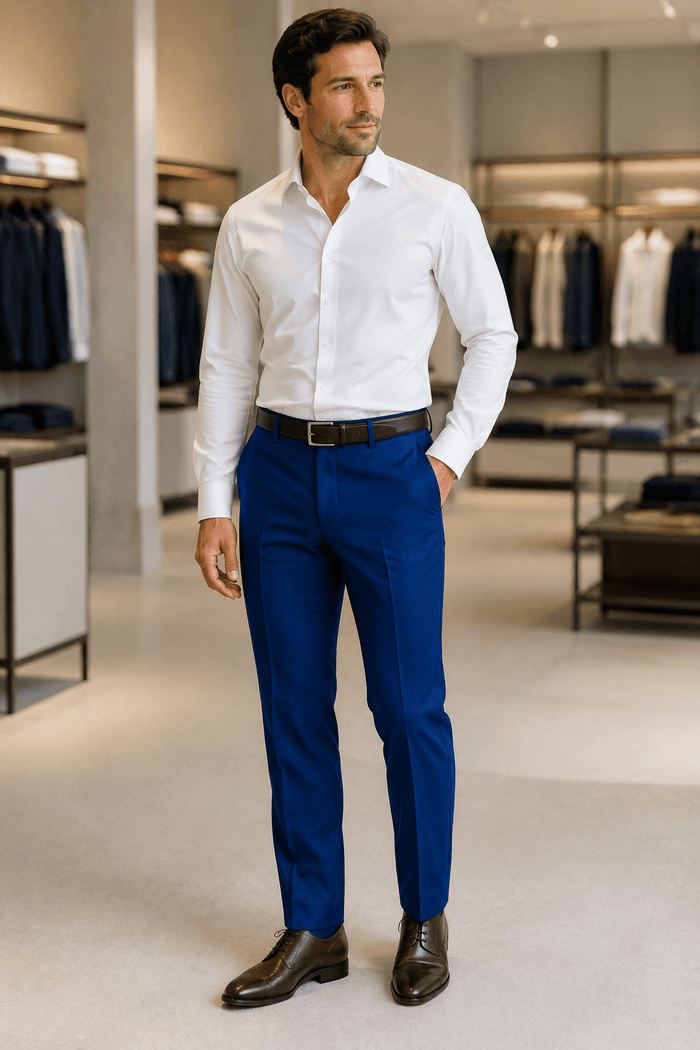 Ferera Collection Men's French Blue Modern Fit Suit Pants - Upscale Men's Fashion