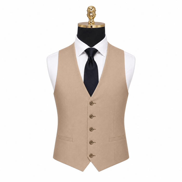 Ferera Collection Men's Tan Slim Fit Suit Vest - Upscale Men's Fashion