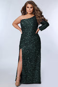 Flawless Plus Size Hunter Sequin One-Shoulder Formal Dress