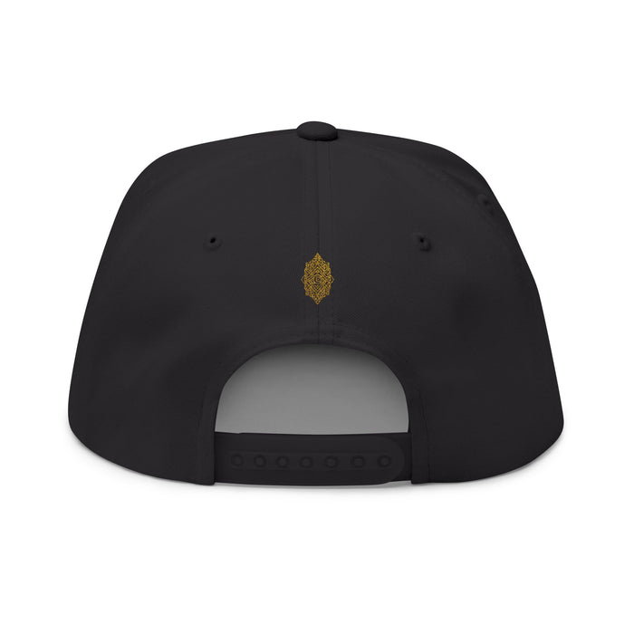 Geometric All-Seeing Eye Embroidery Flat Bill Cap | Aztec-Inspired Symbol