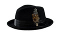 Giovani Collection – Black Wool Felt Fedora Hat with Crushable Snap Brim - Upscale Men's Fashion