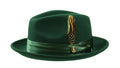 Giovani Collection – Emerald Green Wool Felt Fedora Hat with Crushable Snap Brim - Upscale Men's Fashion