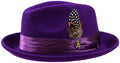 Giovani Collection – Purple Wool Felt Fedora Hat with Crushable Snap Brim - Upscale Men's Fashion