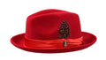 Giovani Collection – Red Wool Felt Fedora Hat with Crushable Snap Brim - Upscale Men's Fashion