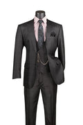 Glenmore Collection-Regular Fit Black Glen Plaid Three-Piece Suit - Upscale Men's Fashion